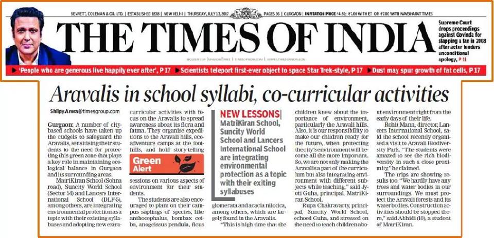 Aravalis in school-syllabi, co-curricular activities – THE TIMES OF INDIA