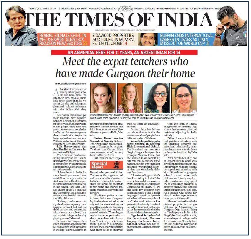 Meet the Expat teachers who have made Gurgaon their home – THE TIMES OF INDIA